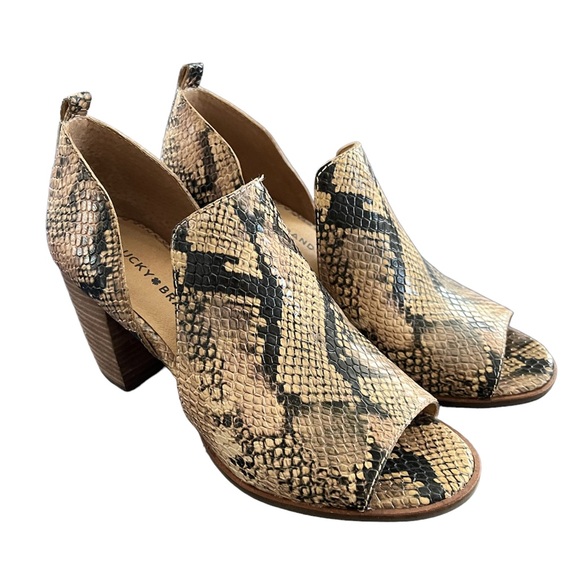 Lucky Brand Shoes - Lucky Brand Junai Leather Open-Toe Leia Snakeskin Booties NWOB!